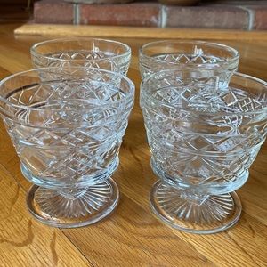 4 Vintage Cut Glass Dessert Cups - 4 Total